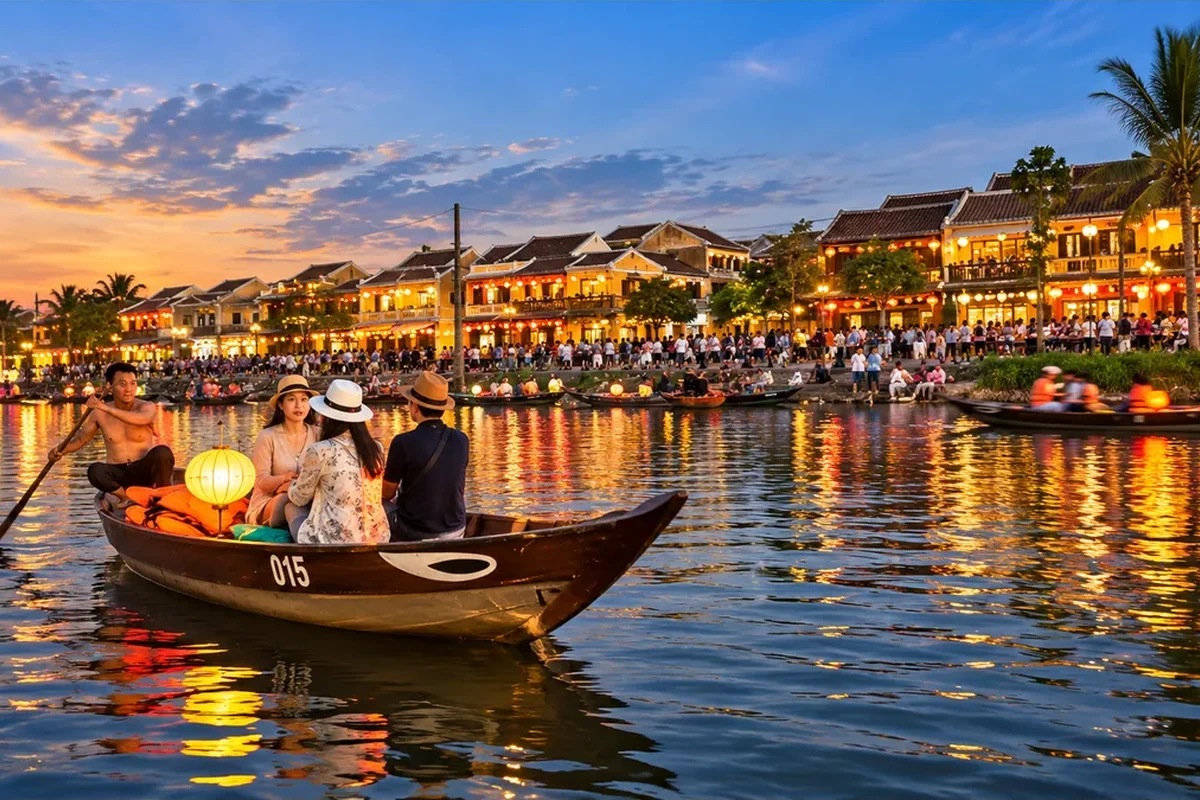 Lantern-lit river and historic streets in Hoi An, Vietnam